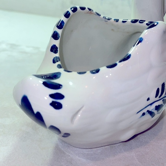 Hand Painted Delft Holland Vintage Swan Planter Delft Blue Windmill Signed EUC - Picture 6 of 10